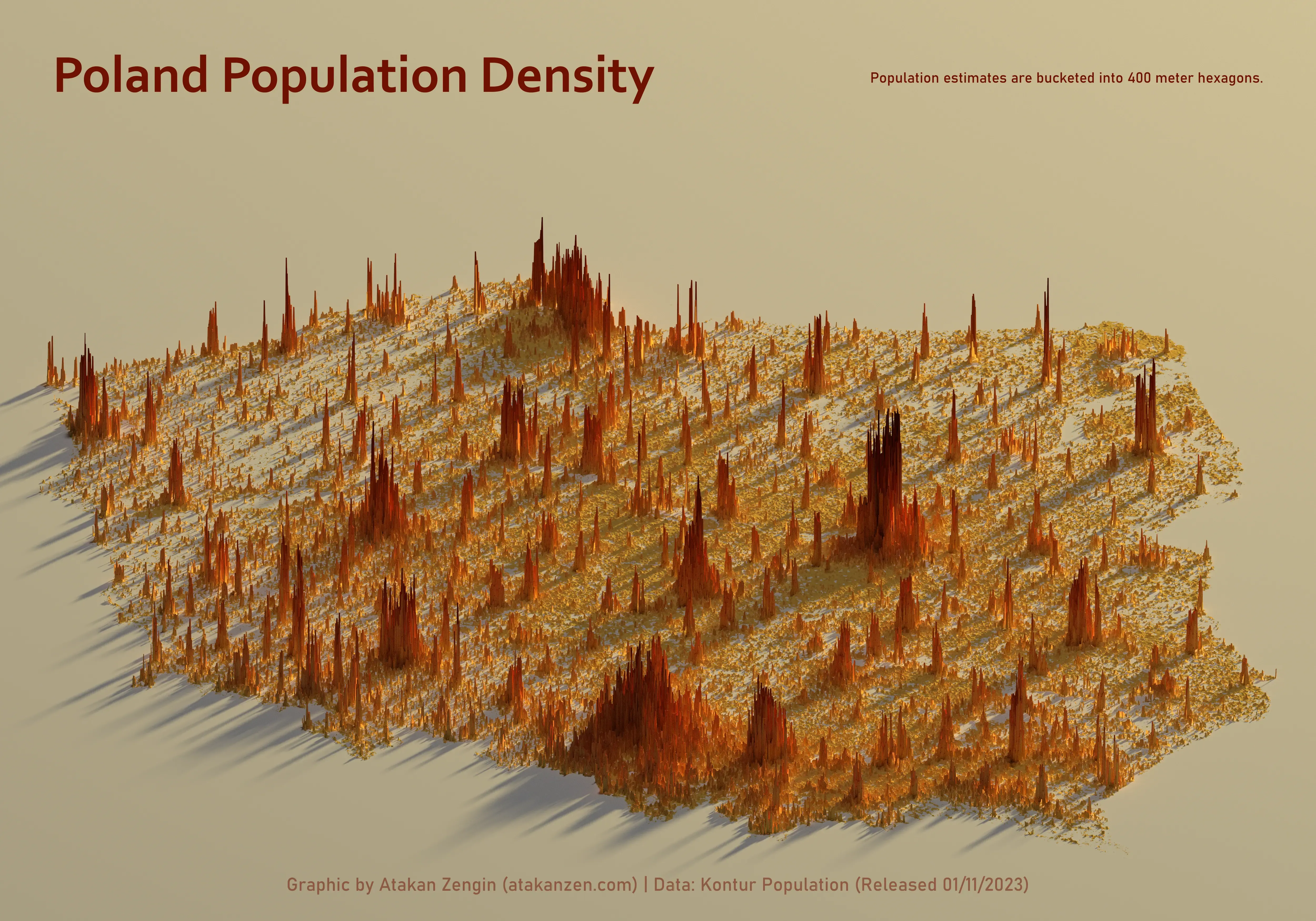 Titled final 3D population density render